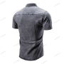 Нова мъжка едноцветна дънкова риза с джобове и къс ръкав, 4цвята , снимка 4