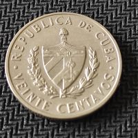 Монета Куба 20 сентавос, 1962 Хосе Марти, снимка 2 - Нумизматика и бонистика - 45438665