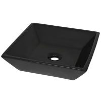 vidaXL Керамична мивка, квадратна, черна, 41,5x41,5х12 см(SKU:142739, снимка 1 - Мивки - 45595274