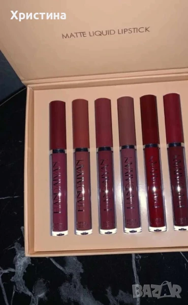 Комплект от 6 броя дълготрайни течни матови червила за устни Handaiyan -Вариант А: цветове в розово-, снимка 1