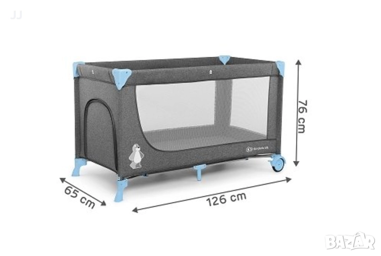 Бебешка кошара с KinderKraft Joy full Синя момче Сгъваема с матрак, снимка 1