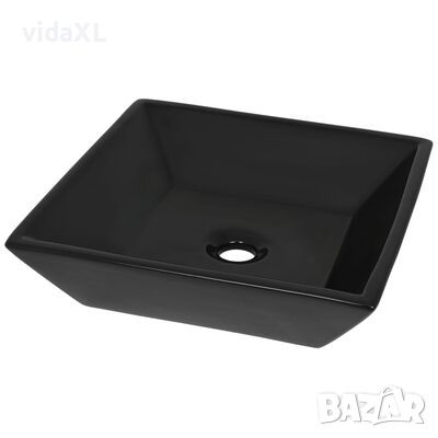 vidaXL Керамична мивка, квадратна, черна, 41,5x41,5х12 см(SKU:142739, снимка 1
