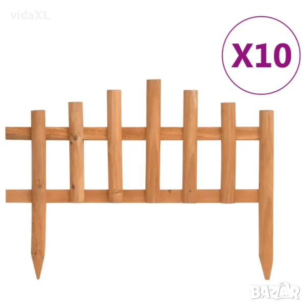 vidaXL Ниски огради за лехи, 10 бр, чам, 4,4 м（SKU:314846, снимка 1