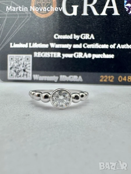 Сребърен пръстен с мойсанит (Диамант) 0.5 карата, снимка 1