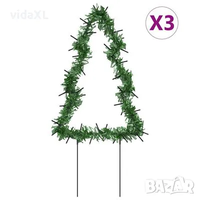 vidaXL Коледни светещи украси елхи с шипове, 3 бр, 50 LED, 30 см(SKU:357729), снимка 1