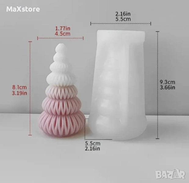 3D Елха Силиконов молд форма за свещи гипс сапун смола , снимка 1