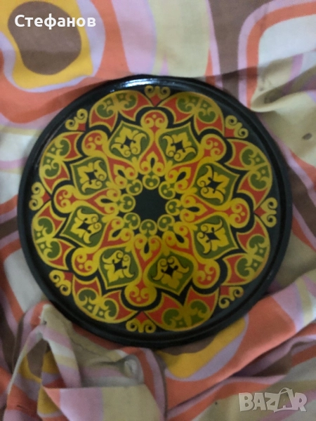 Стара руска декоративна чиния дърво, снимка 1