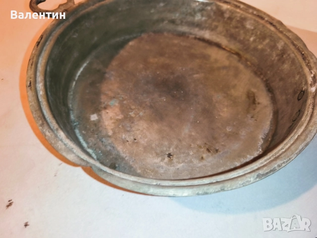 Бакърена тава с НАДПИС, снимка 3 - Антикварни и старинни предмети - 52540064