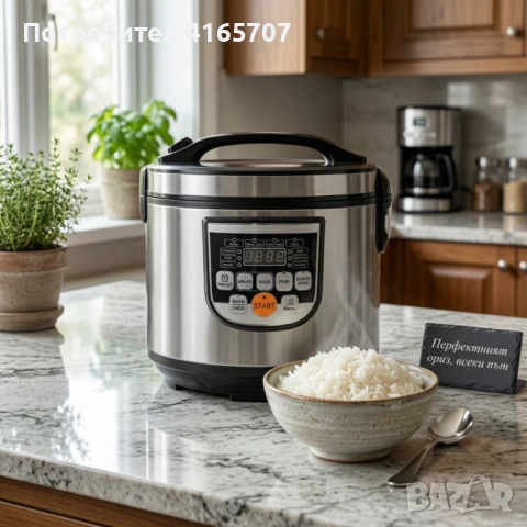 Оризоварка Cheffinger CF-RC5.0, 5L, 900W – XXL капацитет, таймер, инокс капак, снимка 2 - Други - 53978275