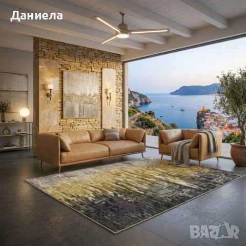 Модерен килим за хол 120х160см - Мраморен нюанс и 3D ефект, Противоплъзгащ, снимка 3 - Килими - 53882194