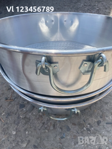 Алуминиева тава кръгла Ф 780 мм, дебелостенна  с дръжки, снимка 4 - Съдове за готвене - 51837171