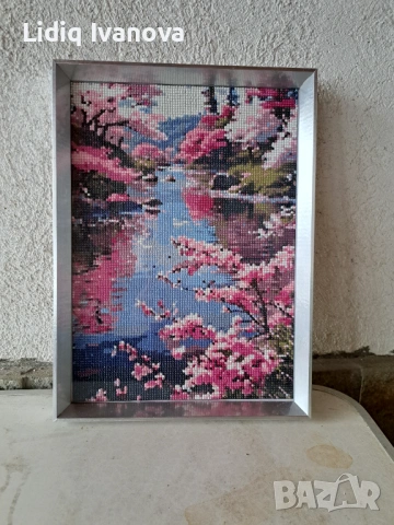 Диамантен гоблен пролет-готов и рамкиран, снимка 4 - Гоблени - 50812544