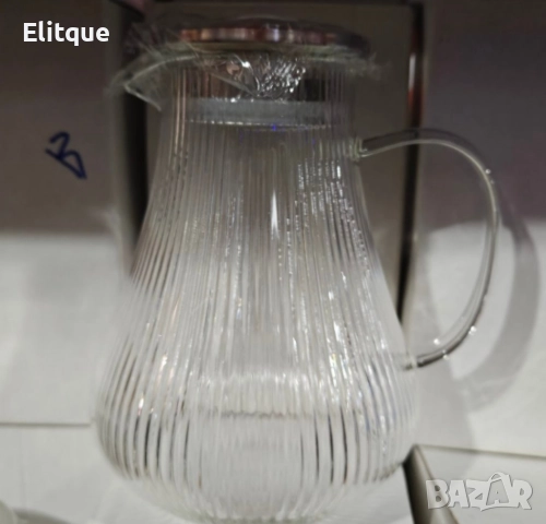 Луксозна стъклена кана с метален капак, снимка 4 - Други - 52778749