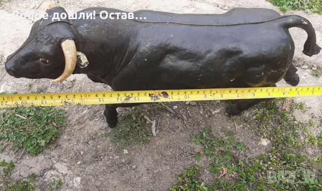Бик телец фигура статуетка стара голяма черна пластика, рога, животно, Варна, снимка 5 - Статуетки - 45381620
