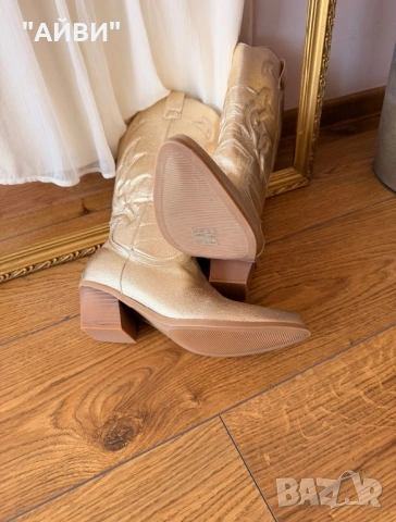 Дамски златни ботуши- вашето бужу за сезона, снимка 10 - Дамски ботуши - 54084852
