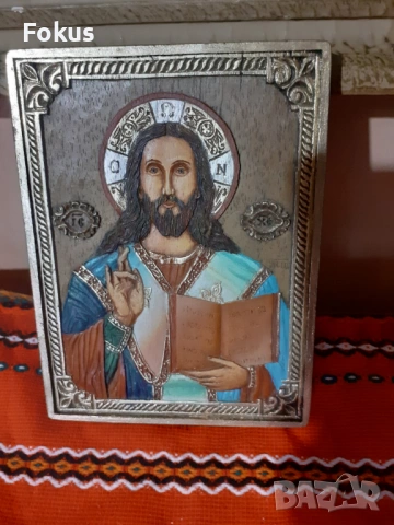 Българска цветна икона дърворезба със сертификат, снимка 3 - Антикварни и старинни предмети - 53268410