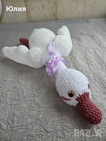 Плетена играчка, голяма плюшена гъска, ръчна изработка