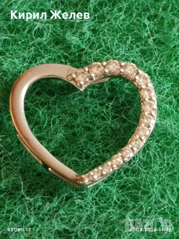 Сребърна висулка във формата на сърце ❤️ с кристали 51759, снимка 2 - Колиета, медальони, синджири - 53994361