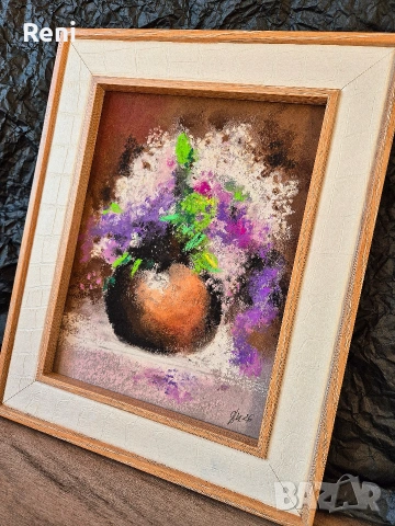 Люляк, картина пастел, оригинал, снимка 3 - Картини - 53084654