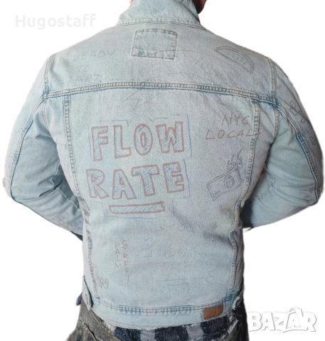 Мъжки оригинални винтидж маркови дънкови якета графити надписи М L Xl, снимка 13 - Якета - 43287814