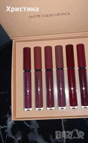 Комплект от 6 броя дълготрайни течни матови червила за устни Handaiyan -Вариант А: цветове в розово-, снимка 1