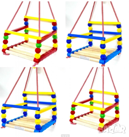 Дървена люлка – Класически модел с модерен цветен дизайн, снимка 5 - Други - 52093488
