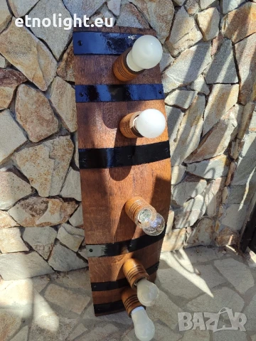 Полилеи от автентични реставрирани дъбови бъчви с ръчно изработени дървени чашки , снимка 6 - Полилеи - 50874496