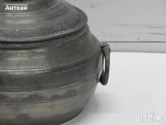 Античен калаен съд от края на 19 век. , снимка 4 - Антикварни и старинни предмети - 49832640