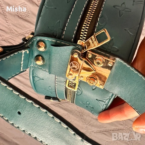 Дамска чанта в тюркоазен цвят PIERRE CARDIN от еко кожа, снимка 7 - Чанти - 53793153