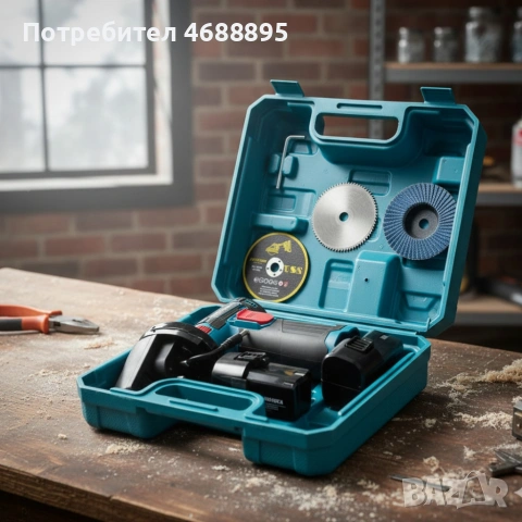 Мини ъглошлайф KraftRoyal 24V 6Ah с безчетков мотор и 2 батерии за бързо и прецизно рязане