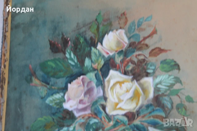 Стар акварел на дебел картон, снимка 15 - Други ценни предмети - 50917942