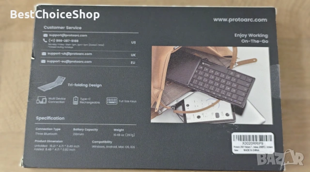 ProtoArc Сгъваема клавиатура безжична мини с цифрова клавиатура, снимка 3 - Клавиатури и мишки - 53459582