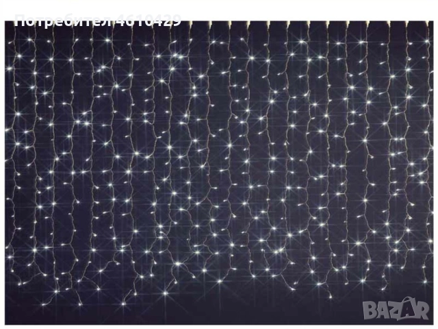 Коледна украса - LED светеща завеса, 300x60 см. Цветове - жълт и многоцветен Дебел кабел, снимка 5 - Лед осветление - 52450823