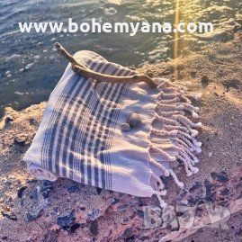 Плажна кърпа ECOBAIN – лен и памук, снимка 5 - Хавлиени кърпи - 45356261