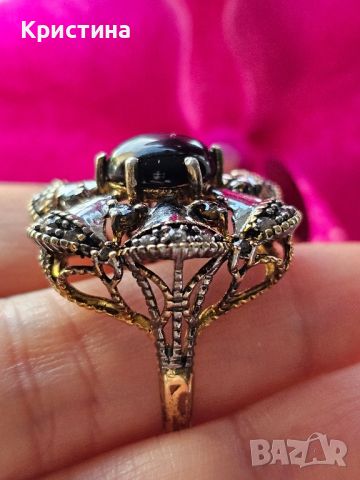 Красив пръстен от злато и сребро с Диаманти, снимка 5 - Пръстени - 45699492
