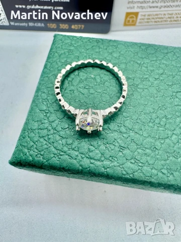 Сребърен пръстен с мойсанит (Диамант) 1 карат, снимка 9 - Пръстени - 51370699