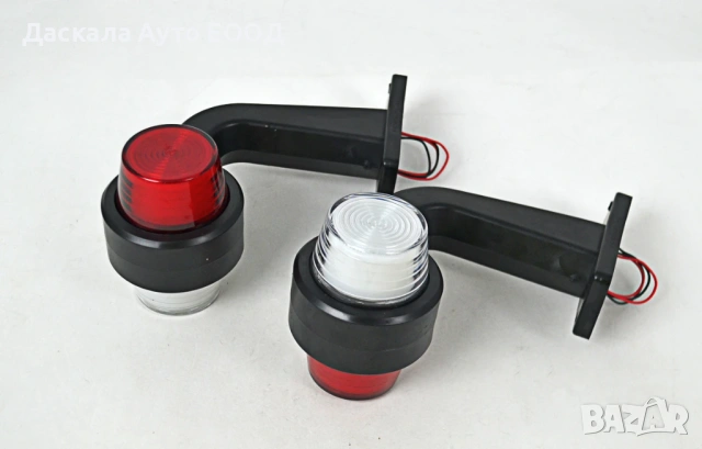 1бр. Maxi габарит, криво ЛЕД LED рогче НЕОН светлина, червено/бяло, 24V