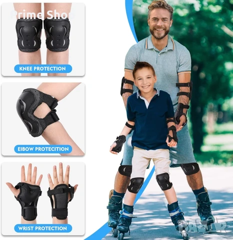 Комплект протектори 6-в-1 за колене, лакти и китки, наколенки, налакътници, снимка 3 - Аксесоари за велосипеди - 53759631