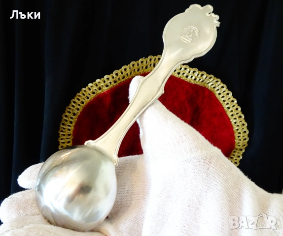 Калаена лъжица с картина Булка и шаферки,барок. , снимка 6 - Антикварни и старинни предмети - 53965807