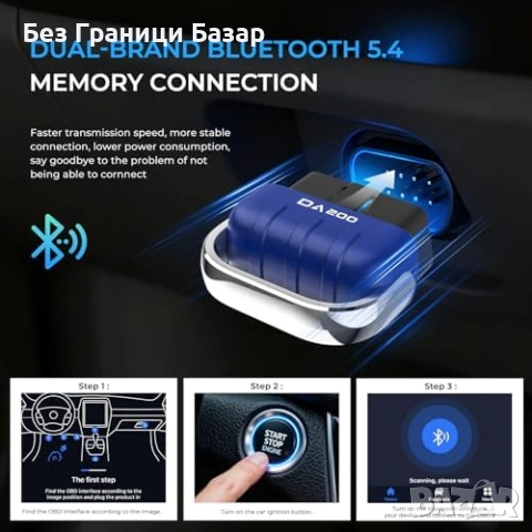 Нов Безжичен авто OBD2 четец грешки диагностика двигател батерия кола, снимка 6 - Друга електроника - 53006588