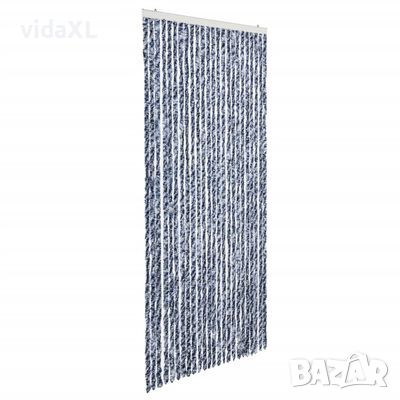 vidaXL Завеса против насекоми синьо бяло и сребристо 100x220 см шенил（SKU:284275, снимка 1 - Други - 45910165