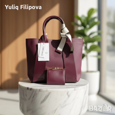 Елегантна бордо чанта 2 в 1 – стил и удобство за всяка жена от висококачествена еко кожа, снимка 1