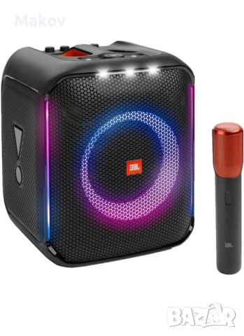  JBL Partybox Encore, 100W, Bluetooth, 10H, Light show, IPX4, Безжичен микрофон, , снимка 2 - Тонколони - 52842610