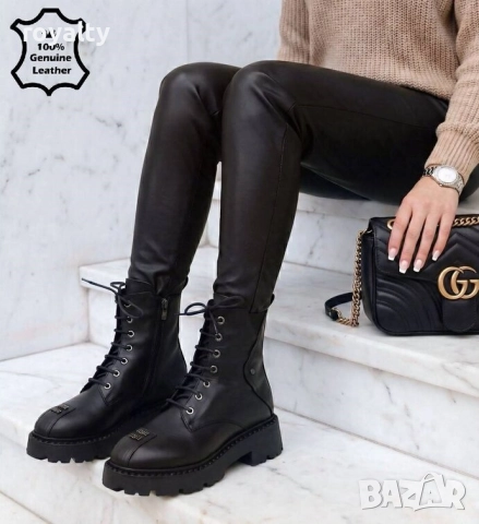 Равни Боти - Черна ЕСТЕСТВЕНА Кожа