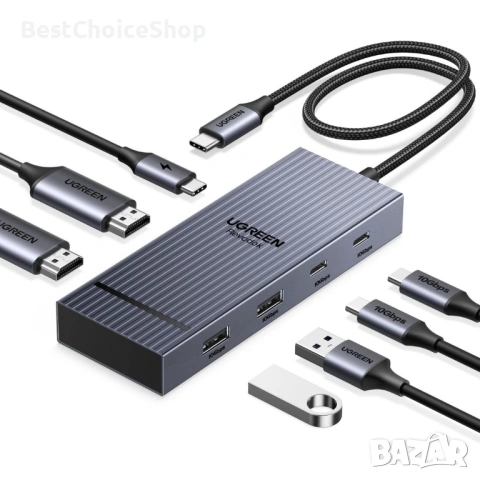 UGREEN 7-в-1 USB C докинг станция Двоен 4K HDMI и 100W PD