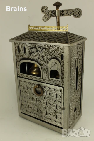 Стара Руска Музикална Кутия За Цигари Къщичка С Ветропоказател, снимка 3 - Антикварни и старинни предмети - 51159684