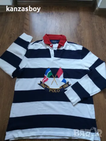 polo ralph lauren Rare Cross flag navy striped polo - страхотна мъжка блуза S, снимка 6 - Блузи - 48501873