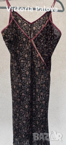 Pure Silk копринена рокля, Индия – скроена на верев, Размер L, снимка 5 - Рокли - 53940407