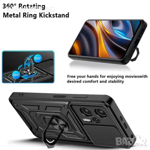 Xiaomi Poco X4 GT 5G / Redmi Note 11T Pro+ 5G / Redmi Note 11T Pro 5G Удароустойчив Ring Holder Калъ, снимка 7 - Калъфи, кейсове - 48823107