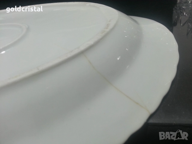Стар български порцелан плато елипса , снимка 3 - Антикварни и старинни предмети - 52674273